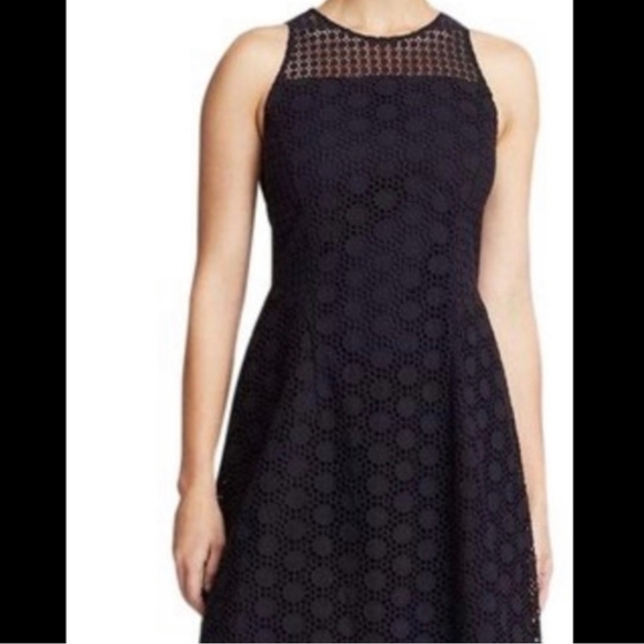 Tory Burch Dresses & Skirts - Tory Burch Hallie Eyelet Dress Navy Blue Lace A-Line Sleeveless Lined Size 2